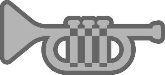 Flat Vector Trumpet Icon in Gray and Silver Tones © sugix