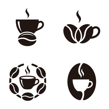 Coffee cup with coffee beans logo.