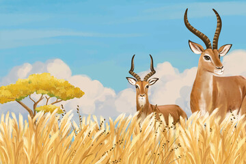 Savanna wildlife background, drawing design © Rawpixel.com