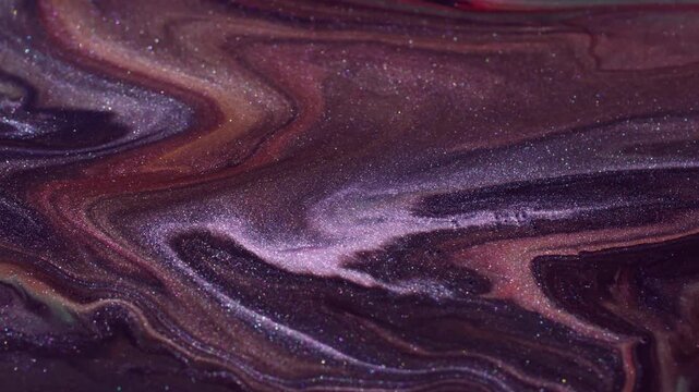 Grunge wave texture. Shimmering spill. Purple brown black marble liquid defocused color mix. Dirty art wet texture abstract background.