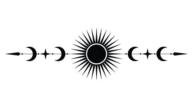 Celestial Sun Moon Phases Vector Clipart for Boho Tattoo and Spiritual Design