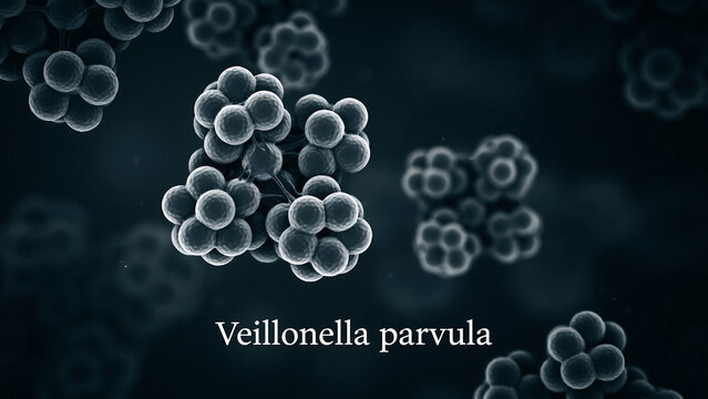 Veillonella parvula bacteria cells cluster microscopic view  Veillonella parvula bacteria cells cluster microscopic view