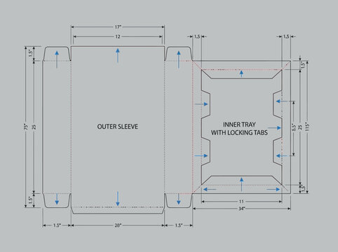 Technical Blueprint Layout for Custom Packaging Design with Precision Measurements and Structural Folding Guides