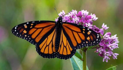 Obraz premium Monarch butterfly on purple flower.