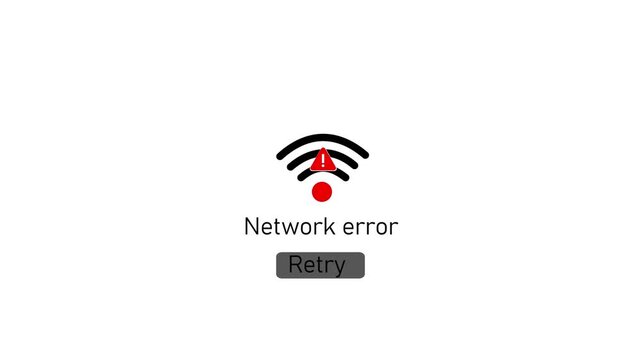 Network error connection problem concept with wi-fi signal and retry button on white background wifi
