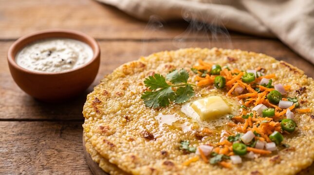 Authentic Karnataka Akki Roti Served with Coconut Chutney