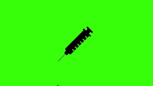 Medical vaccine injection icon animating with liquid droplet fall loop graphic element