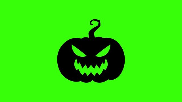 Green screen looping scary halloween pumpkin with moving eyes
