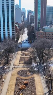 Lincoln Monument Gardens At Chicago In Illinois United States. Downtown City. Leisure Park Landscape. Lincoln Monument Gardens At Illinois United States. Metropolitan District. Winter Scenery.