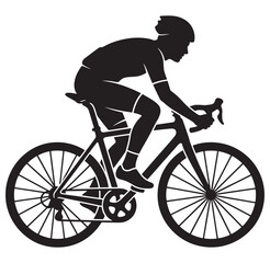 Fototapeta premium Cyclist riding bicycle in athletic position on road bike active transportation