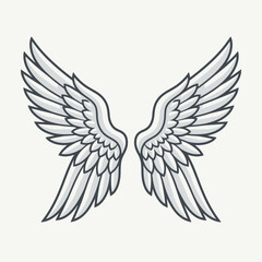 Fototapeta premium Stylized white angel wings isolated on a light background