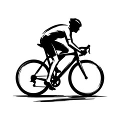 Fototapeta premium Minimalist black ink illustration of a road cyclist