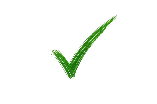 Hand drawn green check mark isolated on transparent background