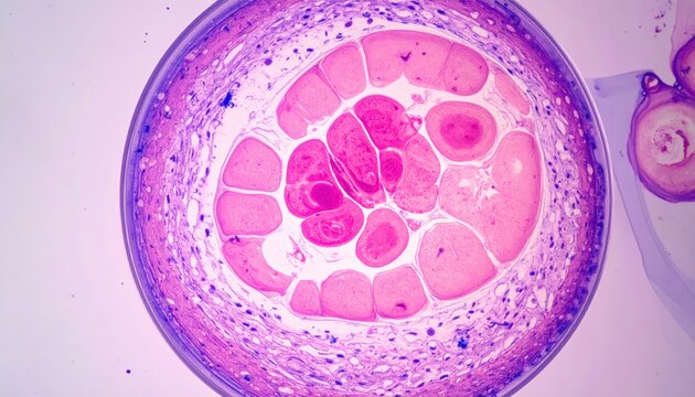 Microscopic view of healthy tissue sample with detailed cellular structures