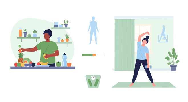 Healthy Lifestyle: Nutrition and Fitness Concept