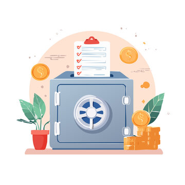 Safe with coins and checklist