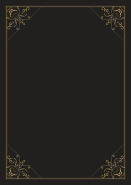 Luxury Gold Vintage Border Frame with Decorative Floral Corners