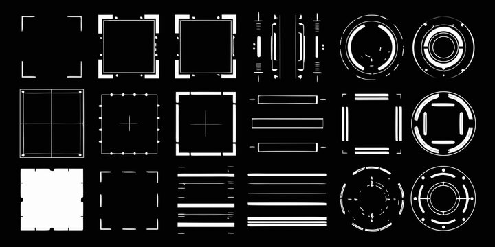 futuristic interface elements vector on black background icons tech design graphic pattern layout frame circle rectangle