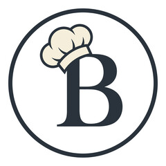 Letter B with chef hat in circle logo design element icon © JAWADUL