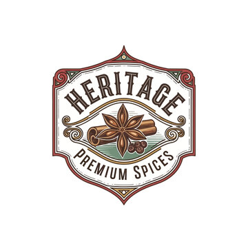 Heritage premium spices badge with star anise.