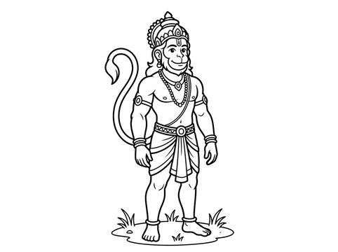 Spiritual Hanuman Vector Graphics for Coloring