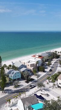 Saint Pete Beach At Saint Petersburg In Florida United States. Beach Landscape. Downtown District. Stunning Cityscape. Saint Pete Beach At Saint Petersburg In Florida United States. Nature Panoramic.