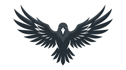 Fototapeta premium A stylized graphic illustration of a black bird with wings spread wide