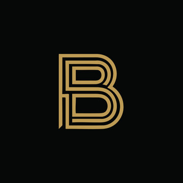 Elegant gold letter B monogram logo with parallel lines.