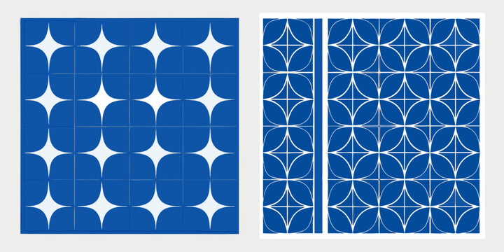 geometric pattern design with blue circles and white lines abstract art vector modern graphic symmetry repetition