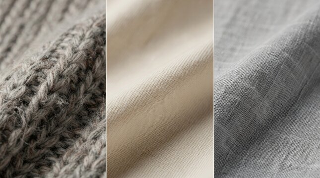 Collage of Fabric Textures: Knit, Weave, and Linen Close-ups