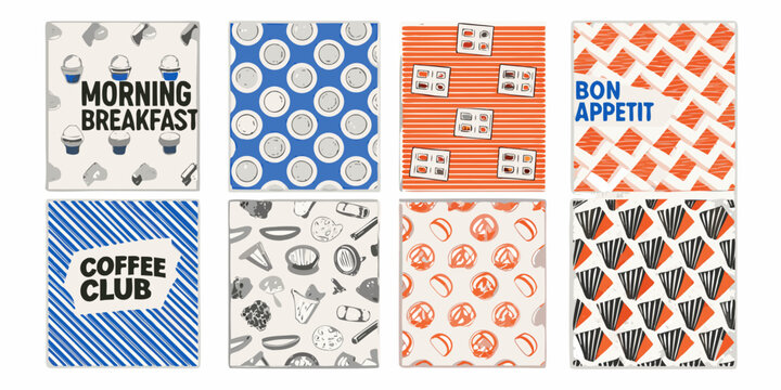 retro diner graphic designs with bold typography and patterns morning breakfast coffee club bon appetit food