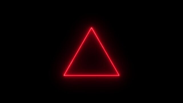 triangle animation on transparent background. glowing triangle motion animation. digital elements triangle icon. smooth neon glowing triangle video with alpha channel in 4k
