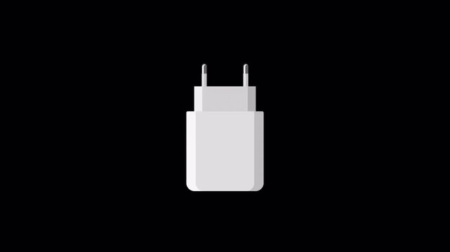 Mobile charger adapter plug floating loop with alpha channel transparent background