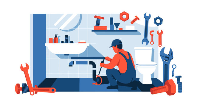 Man fixing a sink.