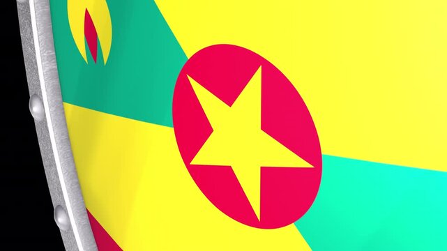 Metallic Shield Transitions with the National Flag of Grenada