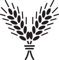 Fototapeta premium Wheat stalks grain agricultural harvest icon set, wheat ear symbols, farm crop illustrations, natural grain graphics, organic agriculture icons, and clean vector design elements.