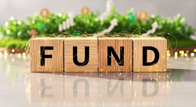 Wooden Blocks with Word FUND Representing Financial Growth and Investment Strategy