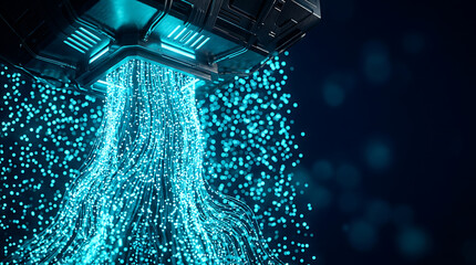 Obraz premium Futuristic data stream flowing from a high tech metal processor