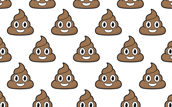 A collection of smiling poop emojis arranged in rows on a white background.