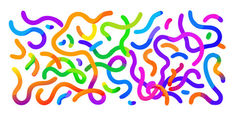 Fototapeta premium colorful squiggly lines on black background abstract art pattern design graphic visual element wavy looping curves