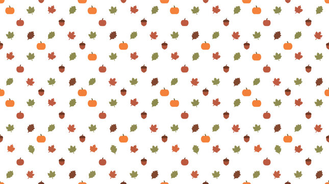Seamless autumn leaves and pumpkins vector pattern for seasonal backgrounds