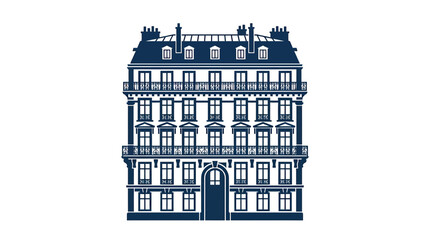 Elegant Parisian Building Facade Illustration - Classic European Architecture © Angsa