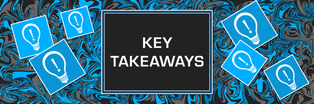 Key Takeaways Blue Grey Abstract Text Squares Bulb 