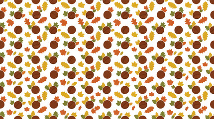 Seamless autumn leaves and acorns pattern vector for seasonal backgrounds and designs © azad