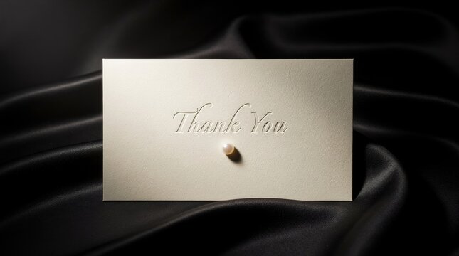 Elegant Thank You Card Adorned with a Single Pearl Accent