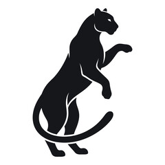 Black silhouette of a panther standing on hind legs  animal graphic resource icon © Md