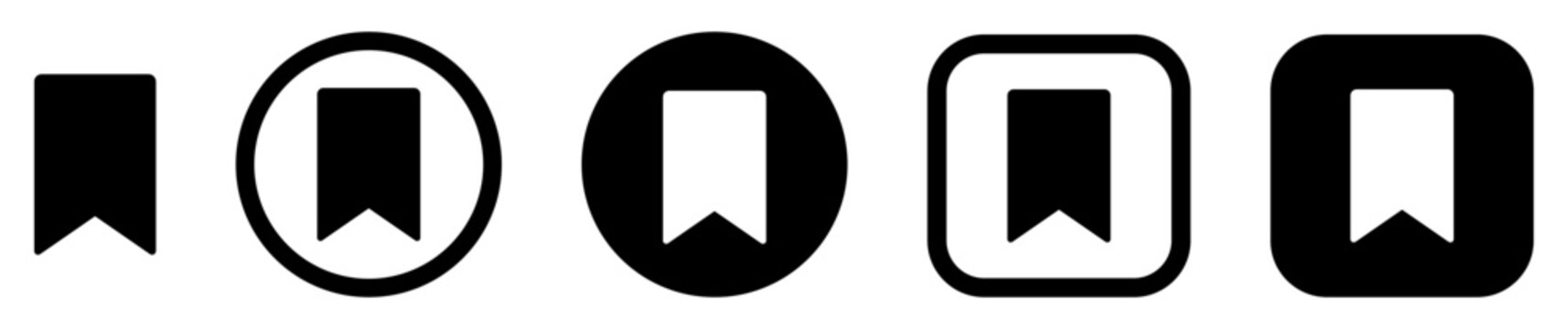 Bookmark save icon set with favorite symbols. Reading list and saved collection icons for websites, browsers and content management