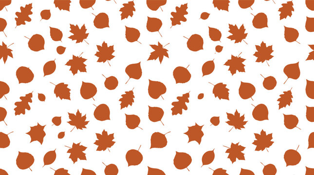 Seamless autumn leaves vector pattern in orange for seasonal backgrounds and fall designs