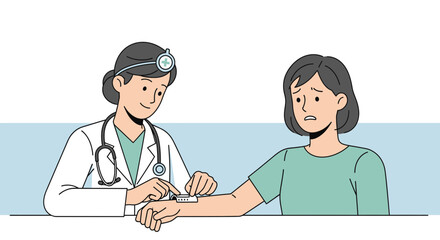 Fototapeta premium Doctor Administering Injection to Patient, Medical Consultation Illustration