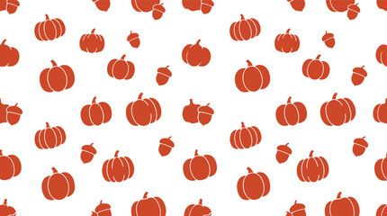 Seamless autumn pumpkin vector pattern with acorns for seasonal backgrounds and fall designs © azad